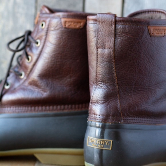 Sperry duck boots, leather, Men size 15, new, worn once